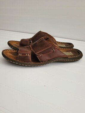 Jossef Seibel Sandals Mens Brown Leather Size 42 U.S. 9 Slides Slip On